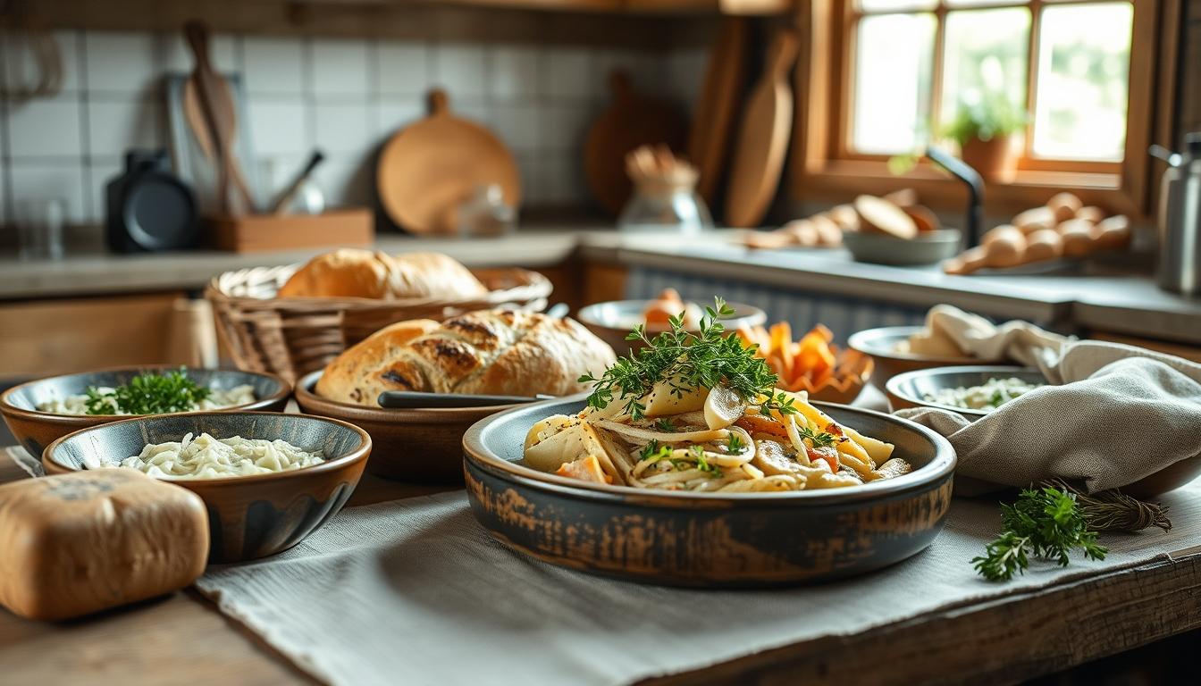 Quick weeknight dinner prepared in a home kitchen